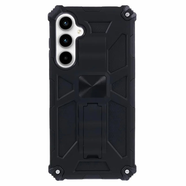 For Samsung Galaxy A36 5G Phone Case Kickstand Drop Protection PC + TPU Back Cover - Black