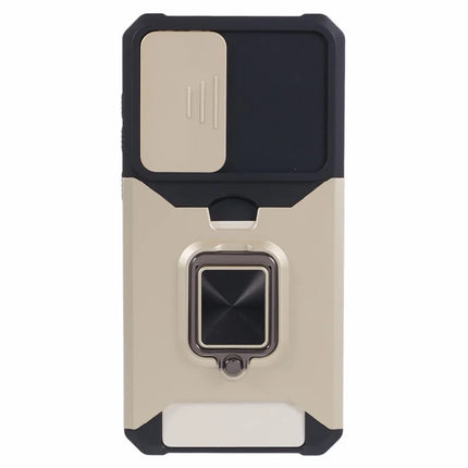 For Samsung Galaxy A56 5G Kickstand Case Slide Lens Lid PC + TPU Phone Cover with Card Slot