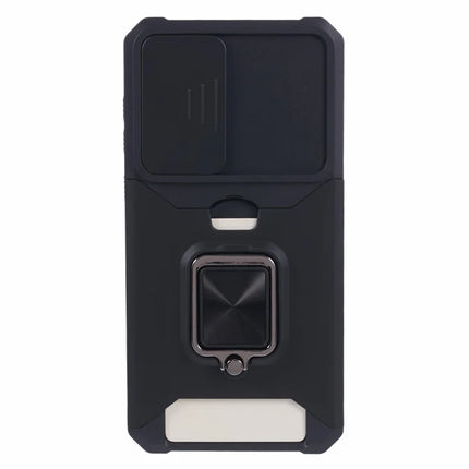 For Samsung Galaxy A56 5G Kickstand Case Slide Lens Lid PC + TPU Phone Cover with Card Slot
