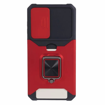 For Samsung Galaxy A36 5G Kickstand Case Slide Lens Lid PC + TPU Phone Cover with Card Slot
