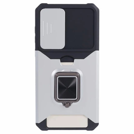 For Samsung Galaxy A36 5G Kickstand Case Slide Lens Lid PC + TPU Phone Cover with Card Slot