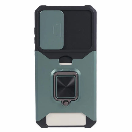 For Samsung Galaxy A36 5G Kickstand Case Slide Lens Lid PC + TPU Phone Cover with Card Slot
