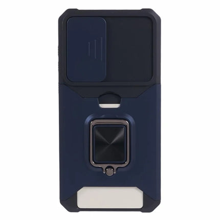 For Samsung Galaxy A36 5G Kickstand Case Slide Lens Lid PC + TPU Phone Cover with Card Slot