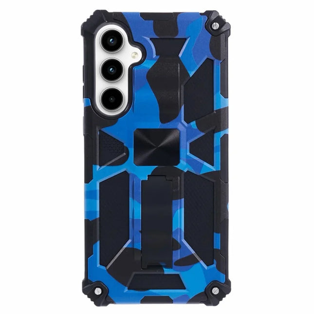 For Samsung Galaxy A36 5G Case Kickstand PC+TPU Camouflage Military Grade Phone Cover - Blue
