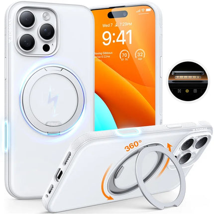 TORRAS O Fitness Series For iPhone 16 Pro Max Case Compatible with MagSafe TPU PC Kickstand Phone Cover - White
