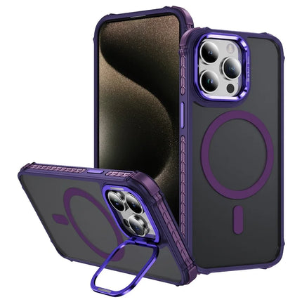 For iPhone 13 Pro Max Case with Lens Kickstand Matte Phone Back Cover Compatible with MagSafe - Purple