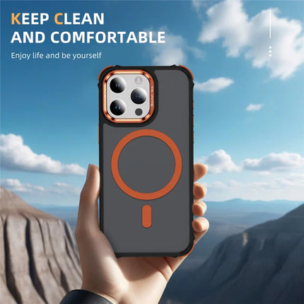 For iPhone 12 Pro Max Case with Lens Kickstand Matte Phone Back Cover Compatible with MagSafe
