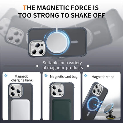 For iPhone 12 Pro Max Case with Lens Kickstand Matte Phone Back Cover Compatible with MagSafe