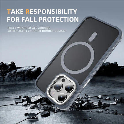 For iPhone 12 Pro Max Case with Lens Kickstand Matte Phone Back Cover Compatible with MagSafe