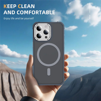For iPhone 12 Pro Max Case with Lens Kickstand Matte Phone Back Cover Compatible with MagSafe