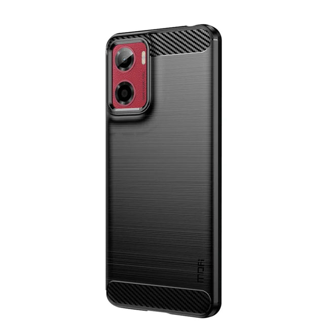 For Motorola Moto E15 4G / Motorola Moto G05 4G Back Cover MOFI Brushed Texture Carbon Fiber Soft TPU Case - Black