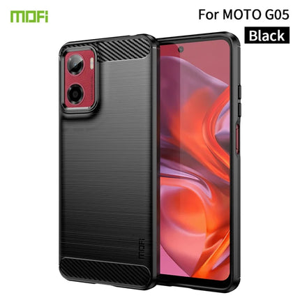 For Motorola Moto E15 4G / Motorola Moto G05 4G Back Cover MOFI Brushed Texture Carbon Fiber Soft TPU Case