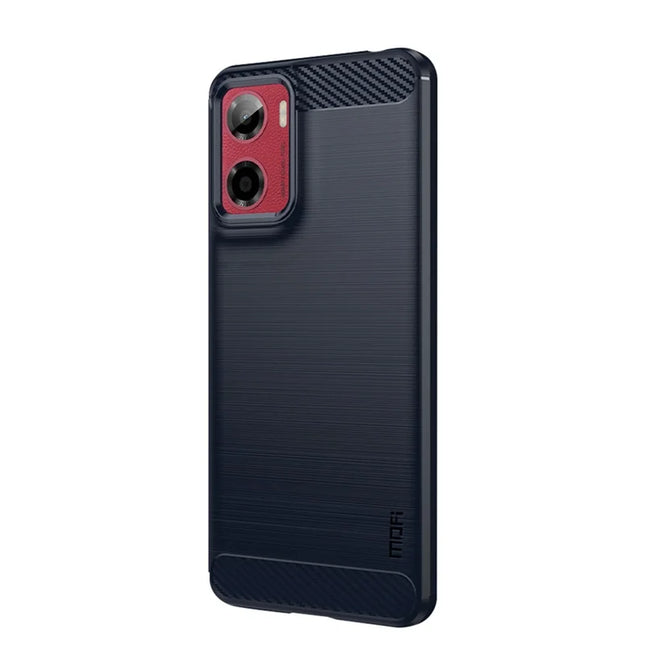 For Motorola Moto E15 4G / Motorola Moto G05 4G Back Cover MOFI Brushed Texture Carbon Fiber Soft TPU Case - Blue