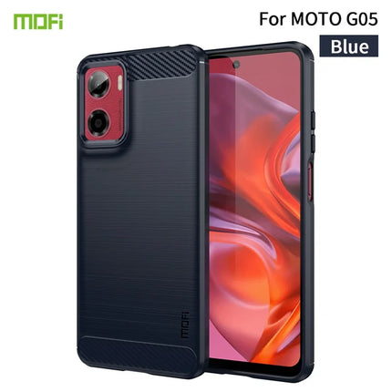 For Motorola Moto E15 4G / Motorola Moto G05 4G Back Cover MOFI Brushed Texture Carbon Fiber Soft TPU Case