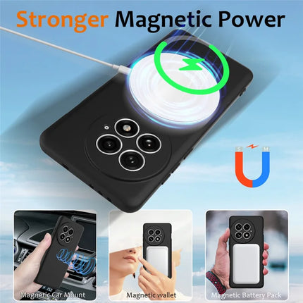 For OnePlus 13 Liquid Silicone Case with Strap Compatible with MagSafe Phone Cover