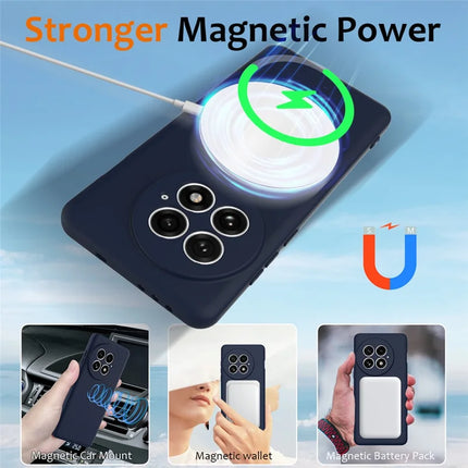 For OnePlus 13 Liquid Silicone Case with Strap Compatible with MagSafe Phone Cover