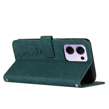 For Oppo Reno13 F 5G Case Viewing Stand PU Leather Phone Cover Imprinted Heart Pattern