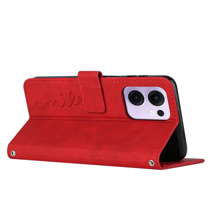 For Oppo Reno13 F 5G Case Viewing Stand PU Leather Phone Cover Imprinted Heart Pattern