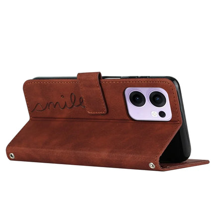 For Oppo Reno13 F 5G Case Viewing Stand PU Leather Phone Cover Imprinted Heart Pattern
