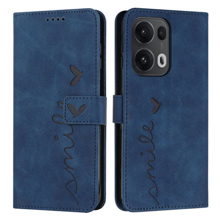 For Oppo Reno13 Pro 5G Case Viewing Stand PU Leather Phone Cover Imprinted Heart Pattern - Sapphire