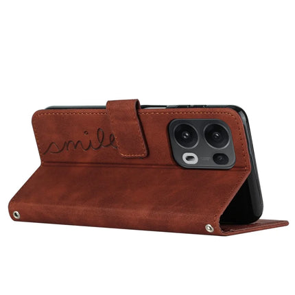 For Oppo Reno13 Pro 5G Case Viewing Stand PU Leather Phone Cover Imprinted Heart Pattern