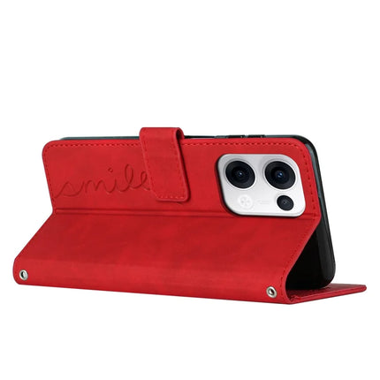 For Oppo Reno13 5G (Global) Case Viewing Stand PU Leather Phone Cover Imprinted Heart Pattern