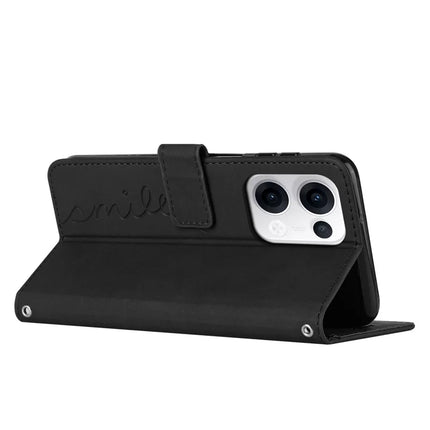 For Oppo Reno13 5G (Global) Case Viewing Stand PU Leather Phone Cover Imprinted Heart Pattern