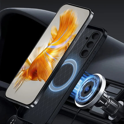 For Samsung Galaxy A35 5G Case Compatible with MagSafe Litchi Texture Slim Soft TPU + PU Leather Phone Cover