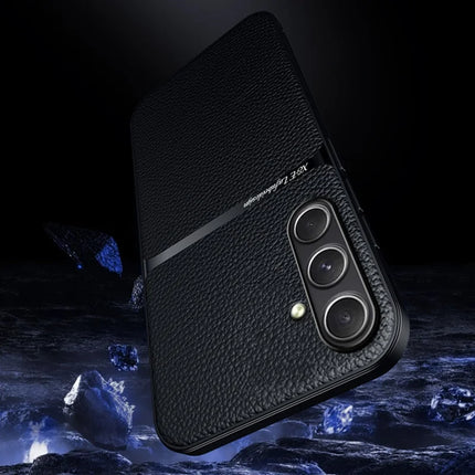 For Samsung Galaxy A55 5G Case Compatible with MagSafe Litchi Texture Slim Soft TPU + PU Leather Phone Cover