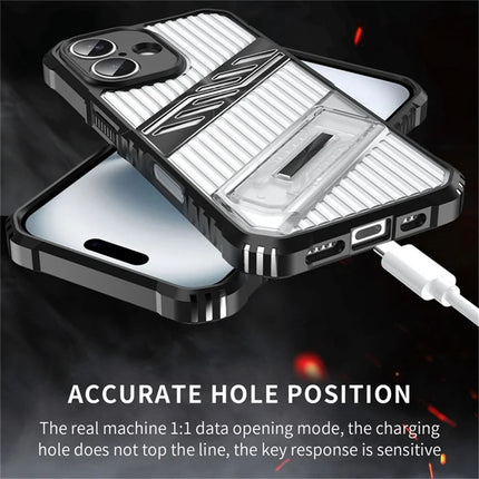 For iPhone 16 Plus Case Folding Kickstand PC + TPU Anti Drop Phone Cover