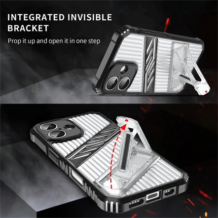 For iPhone 16 Plus Case Folding Kickstand PC + TPU Anti Drop Phone Cover
