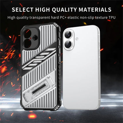 For iPhone 16 Plus Case Folding Kickstand PC + TPU Anti Drop Phone Cover
