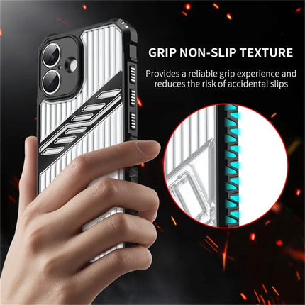 For iPhone 16 Plus Case Folding Kickstand PC + TPU Anti Drop Phone Cover