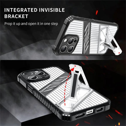 For iPhone 15 Pro Max Case Folding Kickstand PC + TPU Anti Drop Phone Cover