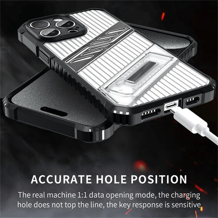 For iPhone 15 Pro Max Case Folding Kickstand PC + TPU Anti Drop Phone Cover