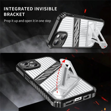 For iPhone 14 Case Folding Kickstand PC + TPU Anti Drop Phone Cover