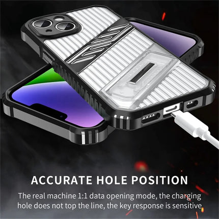 For iPhone 14 Case Folding Kickstand PC + TPU Anti Drop Phone Cover