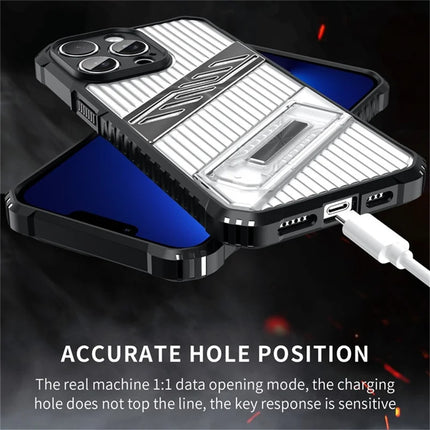 For iPhone 13 Pro Max Case Folding Kickstand PC + TPU Anti Drop Phone Cover