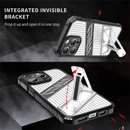 For iPhone 13 Pro Max Case Folding Kickstand PC + TPU Anti Drop Phone Cover