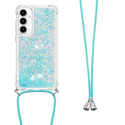 For Samsung Galaxy A56 5G TPU Case Quicksand Design Phone Cover with Lanyard - Blue / Pentagram