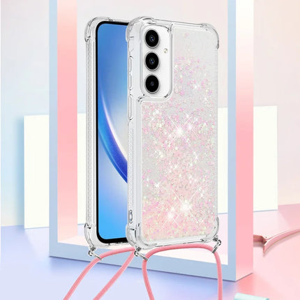 For Samsung Galaxy A56 5G TPU Case Quicksand Design Phone Cover with Lanyard