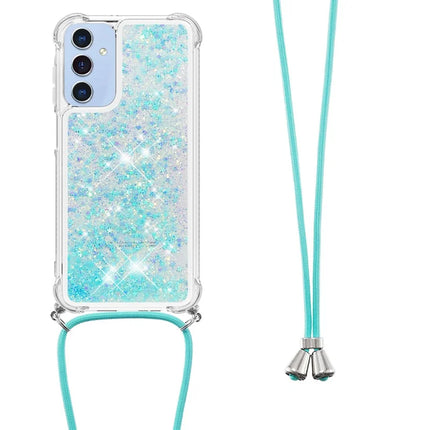 For Samsung Galaxy A26 5G TPU Case Quicksand Design Phone Cover with Lanyard - Blue / Pentagram