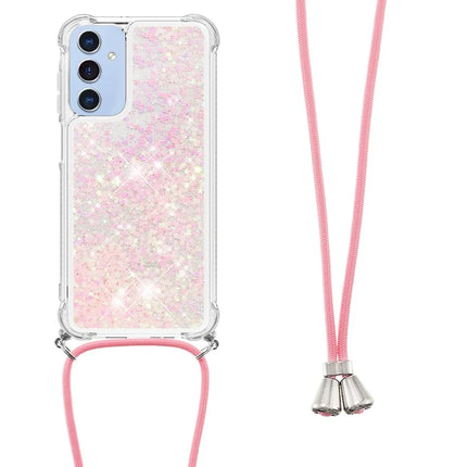 For Samsung Galaxy A26 5G TPU Case Quicksand Design Phone Cover with Lanyard - Pink / Pentagram