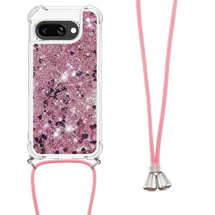 For Google Pixel 9a TPU Case Quicksand Design Phone Cover with Lanyard