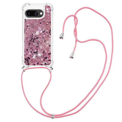 For Google Pixel 9a TPU Case Quicksand Design Phone Cover with Lanyard