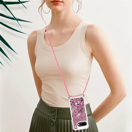For Google Pixel 9a TPU Case Quicksand Design Phone Cover with Lanyard