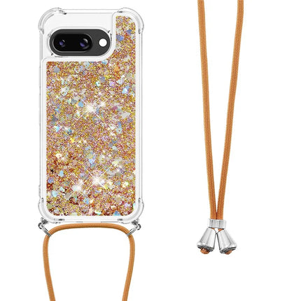 For Google Pixel 9a TPU Case Quicksand Design Phone Cover with Lanyard