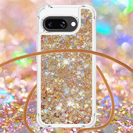 For Google Pixel 9a TPU Case Quicksand Design Phone Cover with Lanyard