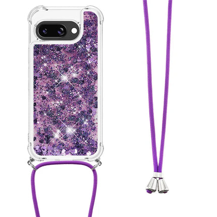 For Google Pixel 9a TPU Case Quicksand Design Phone Cover with Lanyard