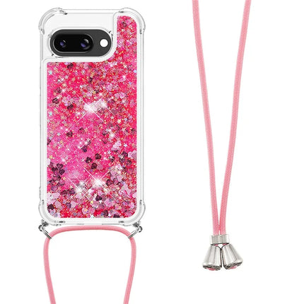 For Google Pixel 9a TPU Case Quicksand Design Phone Cover with Lanyard